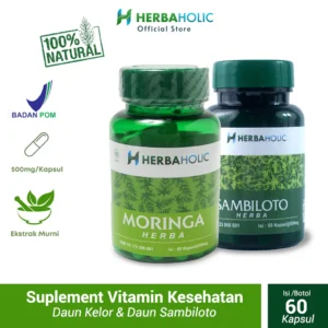 coba.herbaholic.id bundling herba kapsul suplemen vitamin kesehatan ekstrak daun kelor sambiloto