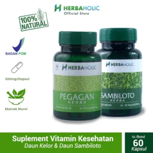 coba.herbaholic.id bundling herba kapsul suplemen vitamin kesehatan ekstrak daun pegagan sambiloto